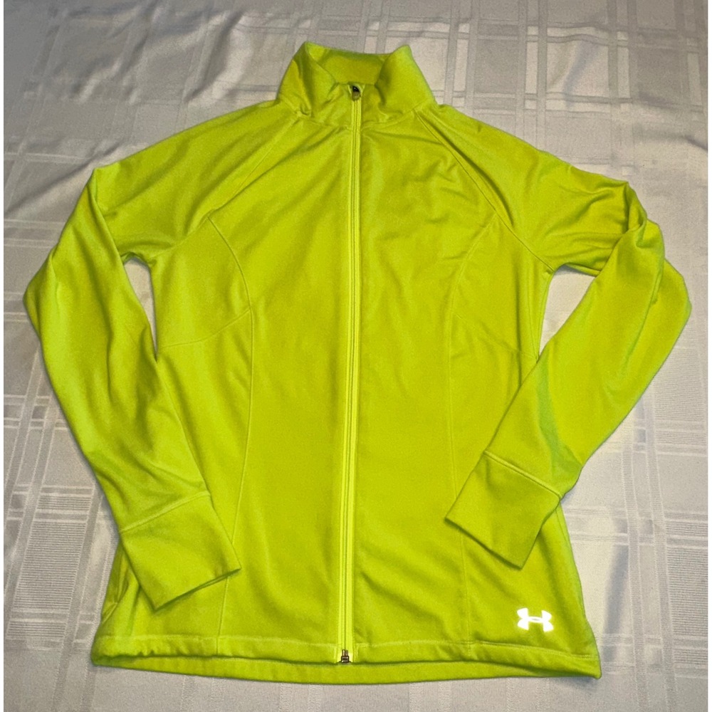 Under Armour Jacket Womens Medium Neon Green AllSeasonGear Full Zip Thumbholes